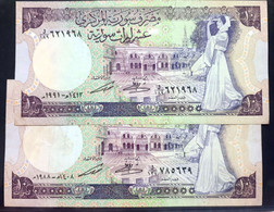 SYRIA ,SYRIE, Two Pieces 10 Syrian Pounds, 1988/91 , VF. - Syria