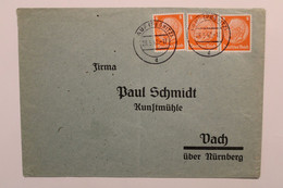 1942 Auf Pegnitz Vach Cover Dt Reich Wk2 - Cartas & Documentos