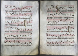 Very Rare Large Elephant Folio Vellum Sheet. Out Of An Antiphonary Manuscript From The 15th Century. / Seltene - Theater & Drehbücher