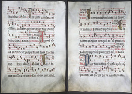 Very Rare Large Elephant Folio Vellum Sheet. Out Of An Antiphonary Manuscript From The 15th Century. / Seltene - Teatro & Sceneggiatura