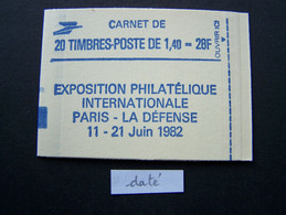 2186-C1 CONF. 8 CARNET DATE DU 10.12.81 FERME 20 TIMBRES LIBERTE DE GANDON 1,40 VERT PHILEXFRANCE 82 - Moderne : 1959-...