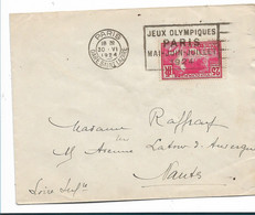 OY202 / OLYMPIA 1924 - Paris, Gare Saint Lazare 30.6.1924, Stempel Passend Zur Marke, Nach Nantes - Zomer 1924: Parijs