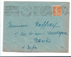 OY203 / OLYMPIA 1924 - Paris, Maschinenstempel-Werbung Postamt XIV, Ave. D. Orleans Nach Nantes - Sommer 1924: Paris
