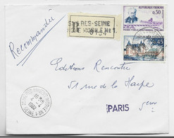 FRANCE 50C+45C LETTRE REC TIMBRE A DATE ASNIERES ANNEXE MOBILE N°1 4.4.1962 SEINE GARCHES - Handstempels