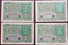 GERMANY- 50 REICHSMARK 1919  P-66  Circ - Diverse Serie Reihe 1,2,3,4 - 50 Mark