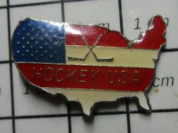 915C Pin's Pins / Beau Et Rare / THEME : SPORTS / CARTE DES USA HOCKEY SUR GLACE - Sports D'hiver