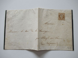 Frankreich Napoléon III. Michel Nr.12 Type II EF Gedruckter Brief Le Prevost Ferdinand Remy / Trauerbrief / De Profundis - 1853-1860 Napoléon III