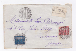 ENVELOPPE RECOMMANDEE DE TUNIS POUR LIBOURNE DU 23/03/1916 - Briefe U. Dokumente
