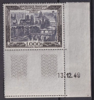 1949 - POSTE AERIENNE - COIN DATE YVERT N° 29 ** MNH (GOMME TRES LEGEREMENT ALTEREE) - COTE = 165 EUR. - 1927-1959 Nuovi