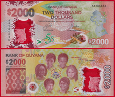 Guyana 2000 Dollars 2022 "55y Of Independence" Polymer UNC - Guyana