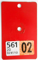 Velonummer Velovignette Thurgau TG (Code 20 = TG), 2002 - Number Plates