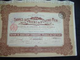 Action " Tabacs D'Orient Et D'outre Mer " Paris 1920 Excellent état,reste Des Coupons. - Industrie