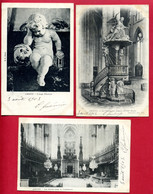 80 - SOMME - AMIENS - 3 CP Intérieur De La Cathédrale: La Chaire, L'Ange Pleureur Et Les Stalles - Amiens