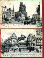 1905 - 45 - LOIRET - ORLEANS - 2 CP - La Place Du Martroi, Jeanne D'Arc Et La Place De L'Etape, La Cathédrale - Orleans