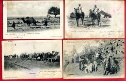 1904 - Tunisie - 4 Cartes Postales "SCENES DE VIE" - Cartes En L'état - Timbres Décollés - Tunisie