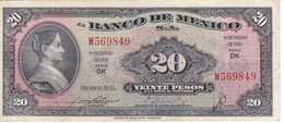 BILLETE DE MEXICO DE 20 PESOS DEL AÑO 1953 (BANKNOTE) - Mexico