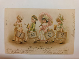 Fêtes Vœux Nouvel An, Bonne Année 1902 Prosit Neujahr - Illustration Enfants - CPA Précurseur - New Year