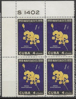 Cuba Mnh ** With Plate Numbers 22 Euros ++ 1958 Flower - Unused Stamps