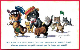 En L'état CPA Illustrateur Donald Mc GILL "...Little Troubles..." * Cat Chat Noir Chats Humanisés Cats Déménagement - Mc Gill, Donald
