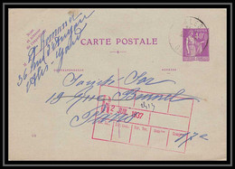 4391 40c Paix Recommande Ales Gard 1937 France Entier Postal Stationery - Standaardpostkaarten En TSC (Voor 1995)
