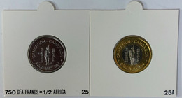 Cameroon - 750 CFA Francs-1/2 Africa (2 Coins Set) 2005, X# 25, 25a (Fantasy Coins) (1232) - Cameroun