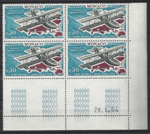 MONACO N° 646 - RALLYE AERIEN - Bloc De 4 COIN DATE - NEUF SANS CHARNIERE - 28/1/64 - Unused Stamps