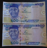 NIGERIA, P  30a,  500 Naira , 2001  2002 ,  Used - EF , 3 Notes , - Nigeria