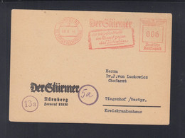 Dt. Reich PK 1944 Freistempel Nürnberg Der Stürmer - Affrancature Meccaniche Rosse (EMA)