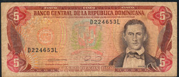 DOMINICAN REPUBLIC P131 5 PESOS ORO 1990   FINE FOLDS  NO P.h. - Dominikanische Rep.