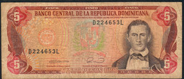 DOMINICAN REPUBLIC P131 5 PESOS ORO 1990   FINE FOLDS  NO P.h. - Dominicana