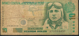 PERU P163 10 NUEVOS SOLES 25.4.1996 #A/P   FINE 2 P.h. - Peru