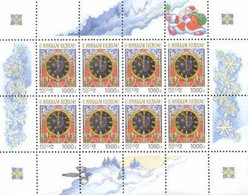 Russia 1996 Happy New Year 1997 Sheetlet Of 8 Stamps - Horlogerie