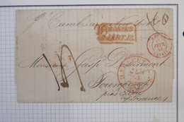 AZ20 OUTREMER COLONIES  BELLE LETTRE RARE 22 01 1848 CHARLESTON  POUR FOURCOING FRANCE  PAR BOSTON  +AFFR. INTERESSANT. - …-1845 Prephilately