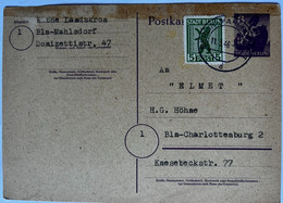 Germany Berlin 1946 Uprated  Postal Card Berlin Mahlsdorf  11.3.1946 Local Use To Berlin Charlottenburg - Postkarten - Gebraucht