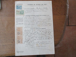 TIMBRES DIMENSION,FISCAL ET EFFETS SUR CITATION EN JUSTICE DE PAIX DU 18 OCOBRE 1926 - Lettres & Documents