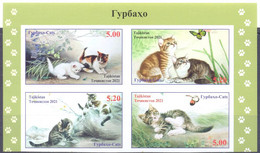 2021. Tajikistan, Cats, 4v Imperforated, Mint/** - Tadjikistan