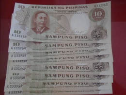 PHILIPPINES ,  P 144a,   10 Pisos  , L 1949 (1969),  UNC Neuf ,  8 Notes - Philippines