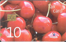 -CARTE-PUCE-SUISSE01-2002-10-FRUITS SUISSE-CERISES-T BE-RARE - Alimentación