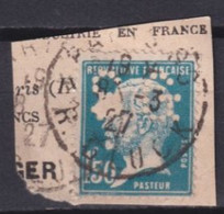 PASTEUR - PERFORES / PERFIN "SG" Avec SPECTACULAIRE VARIETE Sur "S" Sur FRAGMENT ! - YVERT N°181 - Used Stamps
