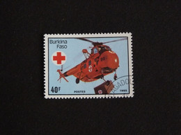 BURKINA FASO YT 688 OBLITERE - CROIX ROUGE RED CROSS HELICOPTERE SANITAIRE - Burkina Faso (1984-...)