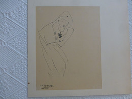 FLORDAVID Dessin Original Gilles Segal Dans Arlequin, Théâtre Sarah-Bernardt, 1952 RARE ; G 03 - Drawings