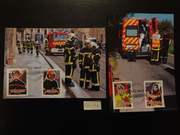 FRANCE 2022 1,16 EURO " SAPEURS POMPIERS " OBLITÉRATION 1ER JOUR 23.06.2022  PARIS 2 CARTES POSTALES F.D.C. - 2020-…