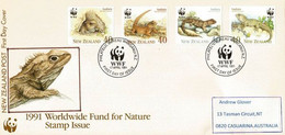 NOUVELLE-ZÉLANDE. WWF. Faune Endémique Protégée  (Reptiles) Tuatara.Zealandia (wildlife Sanctuary) FDC 1991 - Lettres & Documents