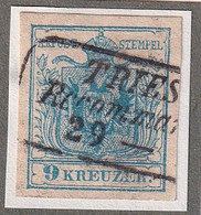 MiNr. 5 Österreich 1850, 1. Juni/1854. Freimarken: Wappenzeichnung - Vollstempel TRIESTE RECOMMANDIERT - Gebraucht