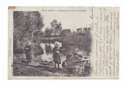 Saint-Amand-Montrond, La Marmande Au Pont De L'Henriette, 1903, éd. Pivoteau, Laveuse, Lavandière, Fillettes - Saint-Amand-Montrond