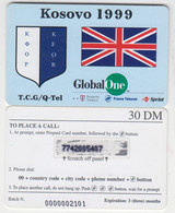 Kosovo 1999 Phonecard  'Global One' - Superb Fine Used 30DM - Kosovo