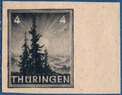 Germany, Thüringen 1945 4 Pf Imperforated With Border, Paper Y Z I1 Value MNH 2207.2403 Fir Trees Backstamp Busch - Sovjetzone