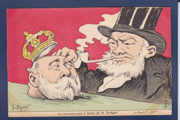 CPA Angleterre Royaume Uni Satirique Caricature Par Bigot Edouard VII Pot à Tabac Pipe Kruger - Autres & Non Classés