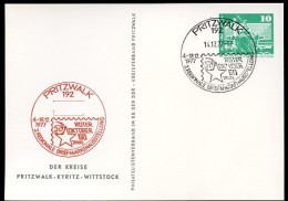 DDR PP16 D2/049 Privat-Postkarte AUSSTELLUNG Pritzwalk Sost. 1977  NGK 4,00 € - Postales Privados - Usados
