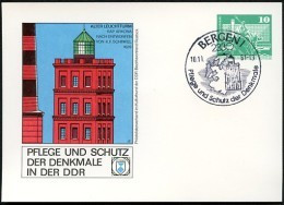 DDR PP16 B2/018 Privat-Postkarte LEUCHTTURM KAP ARKONA Bergen Sost.1981 NGK 4,00 € - Cartoline Private - Usati